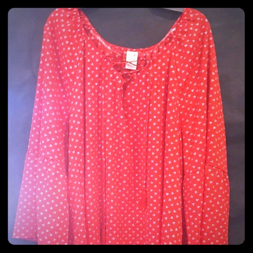 Faded Glory Womens Plus Size 3X Red Blouse